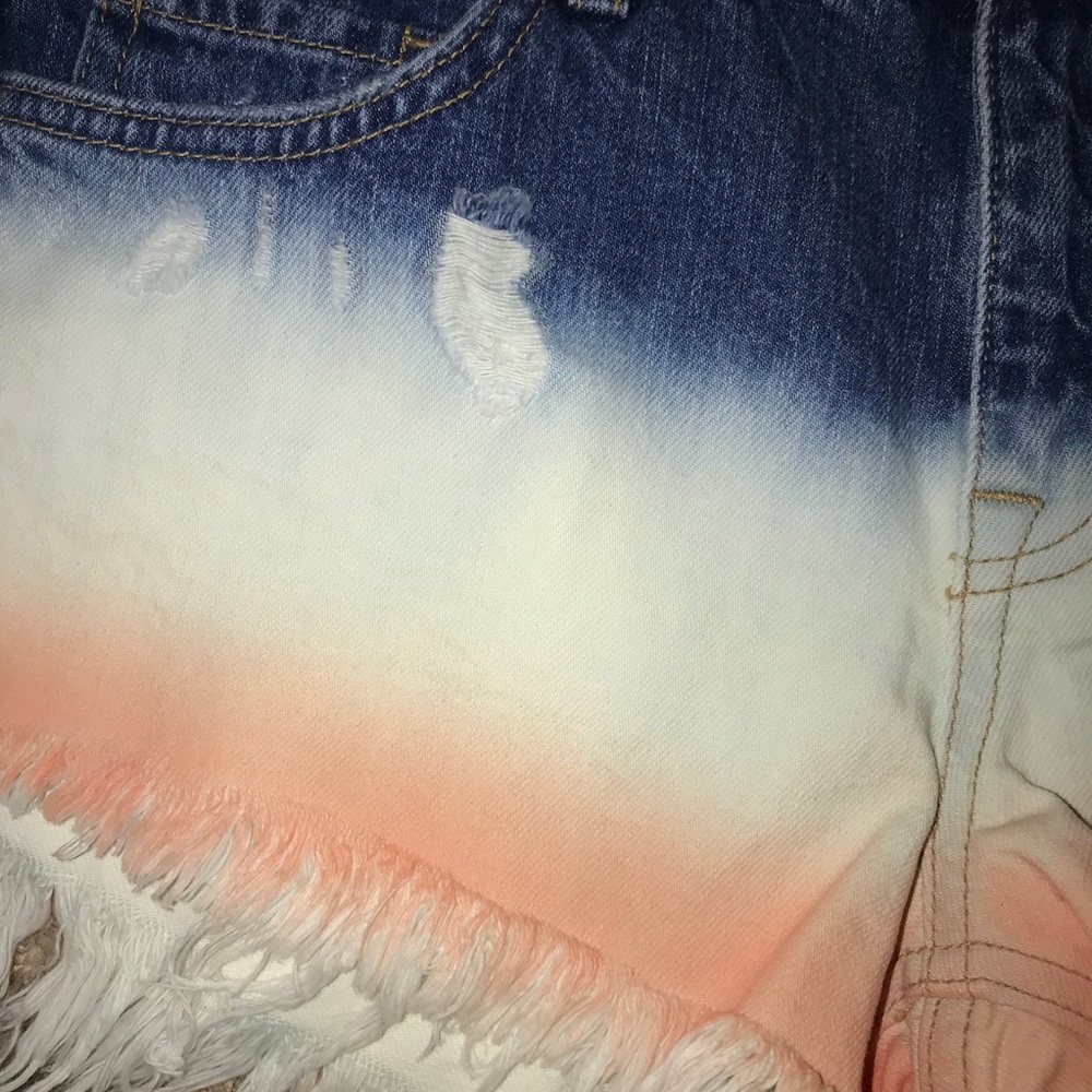 Free People Dip Dye Denim Jean Ombre mini shorts - Picture 4 of 7